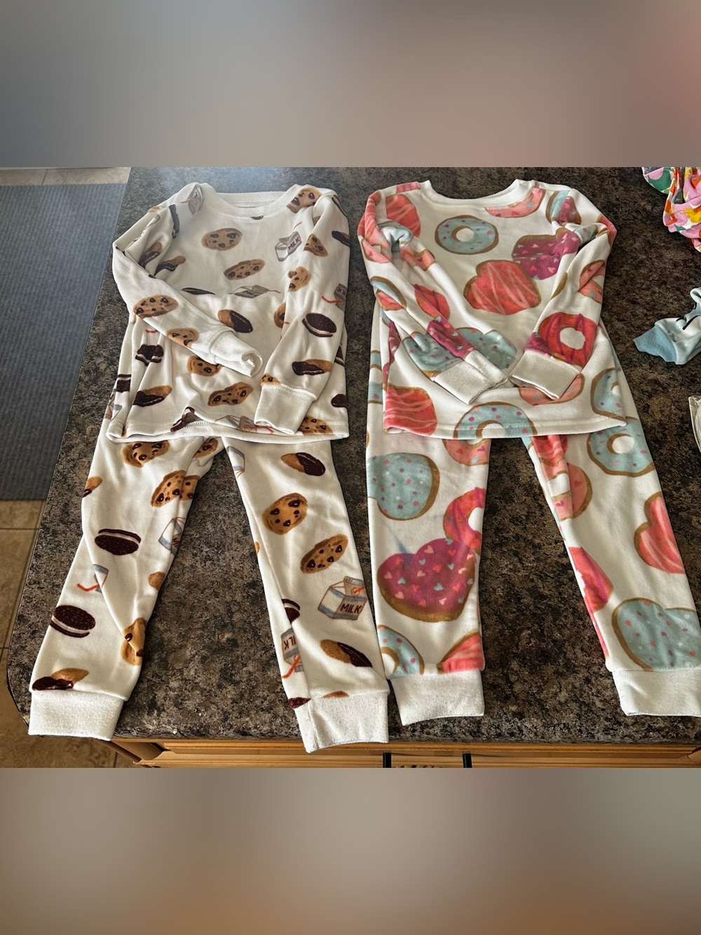 Bundle Carter's Velor Cream Donut & Cookie Pajama Set with Pink and Blue Accents